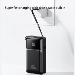 Batterie externe portable avec <span class=keywords><strong>prise</strong></span> secteur, haute capacité 20000 mAh, charge rapide 30W, câble 2-en-1 pour téléphone, PVC, faible MOQ: 1 - Product Image 2