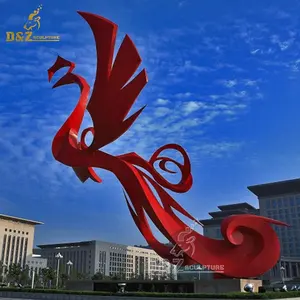 Büyük boy açık modern sanat hayvan boyama paslanmaz çelik phoenix heykel