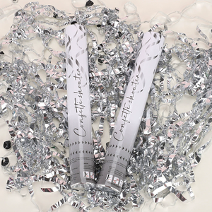 Top Fashion 30cm Silver Gold Blue Red Silk Ribbon Wedding <strong>Confetti</strong> Cannon Party Poppers <strong>Confetti</strong> for Wedding Party Supplies - Product Image 3