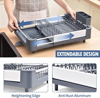 Égouttoir à vaisselle extensible pour comptoir de cuisine avec porte-ustensiles, organiseur de cuisine