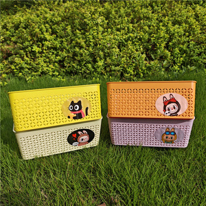 Panier de rangement rectangulaire en plastique multicolore avec poignée pour bureau et cosmétiques 802 - Product Image 3