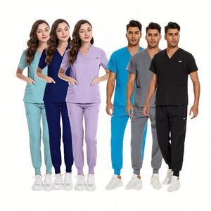 Uniformes de Hospital Unisex de Alta Calidad, Conjunto de Uniformes Médicos Elásticos, Conjunto de Uniformes Médicos para Hombre Más Vendidos, Uniformes Médicos con Cuello en V Personalizados OEM - Product Image 3