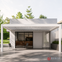 Pergola bioclimatique motorisée en aluminium et verre trempé MEIXIN ORLANDO, pour jardin d'hôtel de luxe moderne, terrasse extérieure.