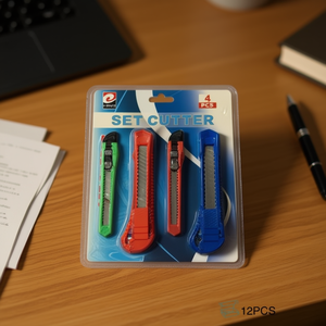 MNJ Set Cutter 4 Pcs Utility Knife Assorted Colors For Office And Home Use - Product Image 3