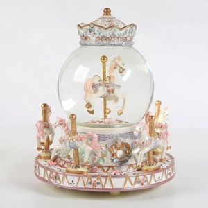 New Style Creative Merry Go Round High Quality Wholesale Classic Crystal Ball Music Box Custom Toy Carousel Horse Music Boxes