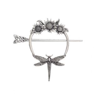 Pinza para el pelo vintage renacentista con luna creciente, hojas, cristal de amatista y borlas, estilo pagano, para mujer - Product Image 5