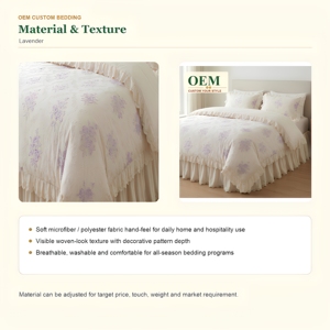 Custom <strong>Lavender</strong> French Lace Jacquard Duvet Cover Set 4 Piece Bed Skirt <strong>Bedding</strong> OEM - Product Image 5