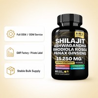 Complément alimentaire 8-en-1 Shilajit Ashwagandha Rhodiola Ginseng en capsules végétales (60 unités) – Marque privée OEM ODM