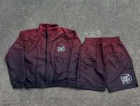 Ensemble de survêtement personnalisé 2 pièces : Veste coupe-vent dégradée et short assorti, logo basketball, streetwear, fabricant OEM