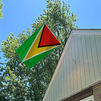 Bandera de Guyana 3x5 pies, poliéster de lujo resistente y duradero, para interior/exterior con rayas cosidas y ojales de latón