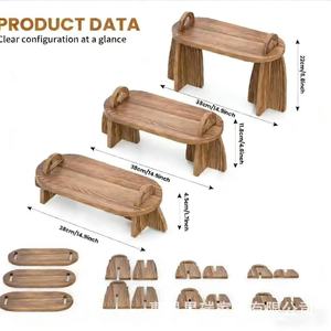 Plateau de service en bois à 3 niveaux pour fruits et desserts, présentoir de comptoir de cuisine, couleur bois naturel - Product Image 3