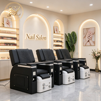 Fauteuil de pédicure noir moderne, mobilier de salon de luxe, fauteuil de spa pour les pieds, fauteuil inclinable pour manucure avec bain à remous