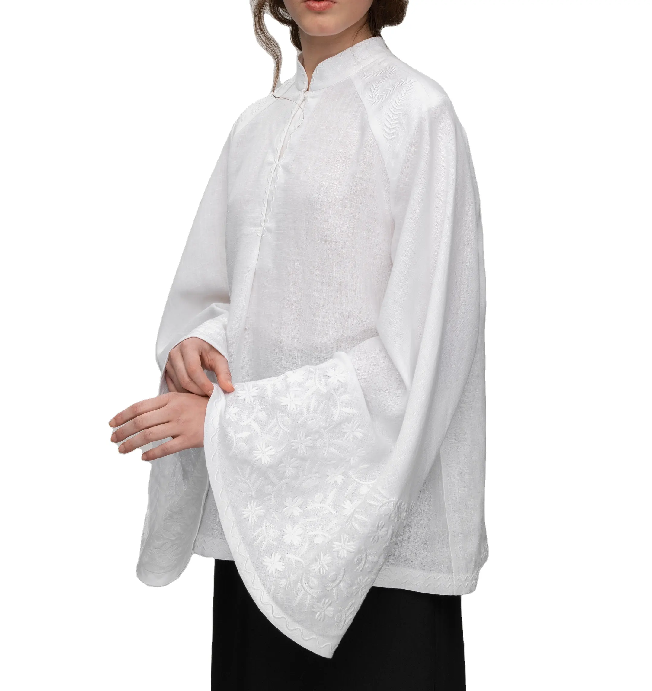 Blusa informal superior para dama, camisas bordadas transpirables personalizadas para mujer