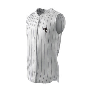 Ventes en gros <span class=keywords><strong>de</strong></span> maillots <span class=keywords><strong>de</strong></span> baseball sans manches à boutons pour hommes, personnalisés, à rayures, sublimés, vierges et bon marché - Product Image 5