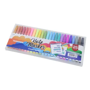 2024 nouvelle vente chaude TWOHANDS Paster 25 couleurs encre à séchage rapide surligneur stylo marqueur pour bricolage dessin, manuels, télécopies, journaux
