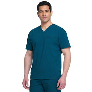 Camiseta Médica con Cuello en V para Hombre, Color Verde Azulado, Algodón y Poliéster, Uniforme de Hospital - Product Image 1