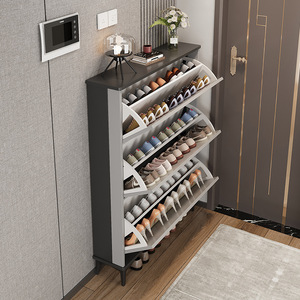 Tủ giày hiện đại chất lượng cao làm từ gỗ MDF tự nhiên màu đen, kiểu dáng siêu mỏng, gấp gọn, dành cho hành lang - Product Image 1