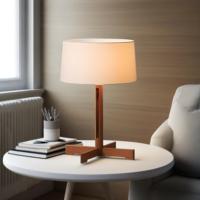Lampadaire rétro moderne en tissu Lampes de table en bois élégantes pour chambre à coucher LED Blanc chaud Lecture attentionnée pour les yeux Utilisation d'hôtel de chevet