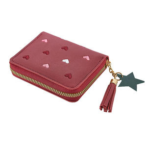 Лидер продаж, Женский мини-кошелек из искусственной кожи с застежкой-молнией, подвеска в виде звезды, украшение с кисточками для девочек и женщин - Product Image 5