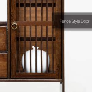 Combohome Bambú Sala de estar Estante de exhibición Gabinete Alto Vintage Antiguo Marrón oscuro Librería - Product Image 3