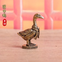 Nouveau produit en gros : 1 pièce, Figurine de canard en laiton, style rétro, créative et culturelle, idéale comme cadeau, décoration de bureau, figurine de thé ou objet artisanal.