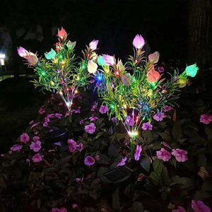 Solar Garden <b>Lights</b> Led <b>Rose</b> Flower Lamp Outdoor Waterproof Solar Powered Garden Decor Lawn Stake <b>Light</b> - Product Image 2