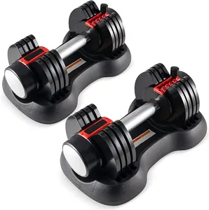 Bộ Tạ Quả Tạ Quả Tạ Có Thể Điều Chỉnh Trọng Lượng 5- 25 Pound Tạ Nâng Tạ Tay Cầm Bằng Kim Loại Chống Trượt Kèm Khay - Product Image 1