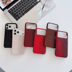 Coque de protection rigide antichoc effet crocodile en cuir synthétique verni brillant pour iPhone 17 16 Pro Max - Product Image 1