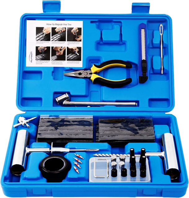 68pcs Heavy Duty Tire Repair Tools T-Handle Tire Repair Hand Tool Kit Car Emergency Offroad Kit Auto Body Repair Tools
