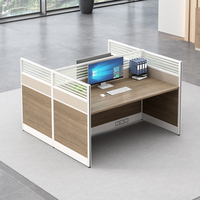 Bureau modulaire simple en forme de F Table en bois Clip Holder Screen Clamp Table Partition Bureau moderne Poste de travail Bureau