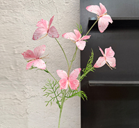 Nouvelle Décoration de Mariage Style Jardin Monet : Fleurs Artificielles Papillon à 6 Têtes pour Vitrine