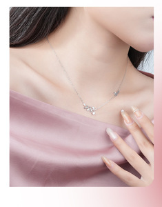 S925 Sterling Silver <b>Leaf</b> Branch Rose Pendant Necklace For Women <b>Light</b> Luxury Atmosphere Clavicle Chain Gift Silver Jewelry - Product Image 3