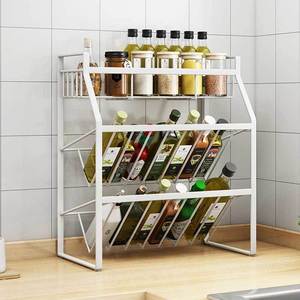 Multi Tier Spice <b>Rack</b> 3 Tier Wrought Iron <b>Kitchen</b> Storage For Bottles And Spices Countertop Organizer With Slanted Shelf - Product Image 3