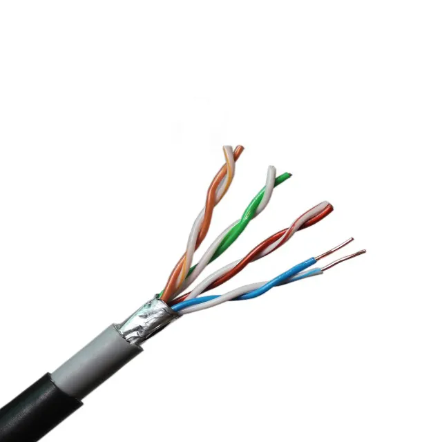 4 Pasang Kabel Ethernet Cat Tembaga Telanjang 5e Kabel Jaringan Ftp Hitam Luar Ruangan Kabel Lan 4pr 24awg Cat5e Tia/Ei568-b