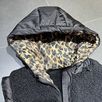 6917/FANMAJIALIE Fournisseur de haute qualité Gilet noir avec imprimé léopard et broderie Mickey Cartoon, haut de mode urbaine quotidienne