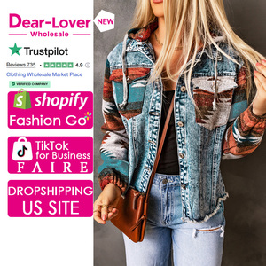 Áo khoác denim viền xù phong cách Tây phương cổ điển Dear-Lover dành cho nữ - Product Image 1