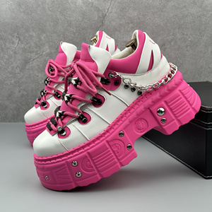 Nouvelles chaussures décontractées pour hommes, style punk <span class=keywords><strong>rock</strong></span> de rue, rivets, plateforme, hauteur accrue, chaussures plates, baskets pour hommes, Zapatos Hombre - Product Image 2