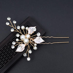 دبابيس الشعر الكريستال الزفاف الفضة/الذهب/ارتفع مشبك معدني الذهب اللؤلؤ الزفاف اكسسوارات للعرائس - Product Image 3