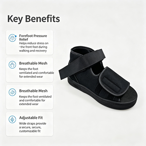 Scarpe Ortopediche Post-Operatorie all'Ingrosso con Rete a Quadretti Rimovibile, Suola in EVA con Velcro, per Fratture Metatarsali e Diabete - Product Image 2