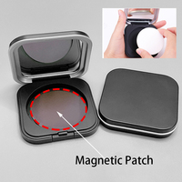Boîte d'emballage vide pour cils, boîtier Compact avec miroir Blush, tracteur maquillage, étui de luxe mat noir