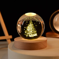Décoration de boule de cristal de Noël, lumière nocturne 3D, boules LED, décorations de globe en verre de neige pour la maison