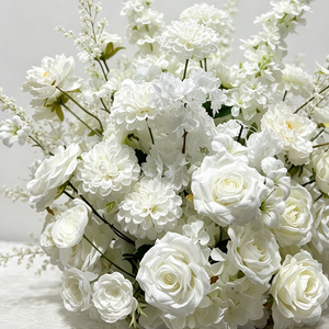 Lush Silk Handmade <b>White</b> <b>Rose</b> Carnation <b>Artificial</b> Flower Banquet Ornament - Product Image 3
