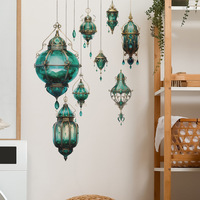 Ramadan islamique musulman Eid Mubarak décorations lanterne lune étoile fleur fenêtre décalcomanie pour maison salon chambre papier peint