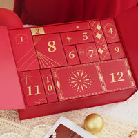 Calendario de Adviento de Lujo de 12 Días de Año Nuevo Personalizado de Yilida, Caja de Regalo Portátil de Papel Rígido con Forro de Esponja, Impresión de Embalaje