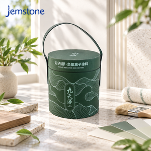 Printed Green Paper Tube Packaging Container with Carry Handle Round Cardboard Cylinder Box Packaging for <b>Paint</b> Brand Retail - Product Image 1