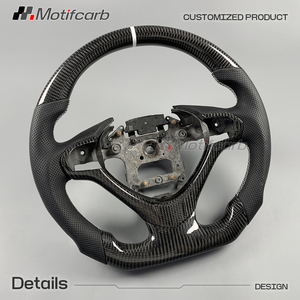Volant personnalisé en fibre de carbone véritable pour Acura TSX Sedan Sport Wagon 2009-2016 avec poignées en cuir perforé noir - Product Image 3