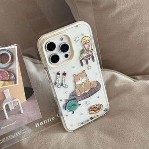 Cartoon Cat Painting Anti-caduta TPU custodia per telefono cellulare per <span class=keywords><strong>iPhone</strong></span> 15 16Pro Max 14 13 aspirazione magnetica 11Pro elettroplica epossidica - Product Image 3