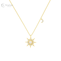 Collier en argent S925 Soleil et Lune avec pendentif opale, chaîne de clavicule pour femme, bijoux élégants pour usage quotidien, vente en gros