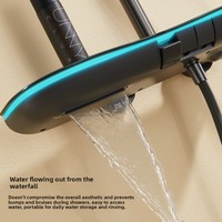 Ensemble de douche pluie avec affichage numérique d'ambiance lumineuse, corps en laiton, pommeau de douche à pression LED pour salle de bain domestique, construction entièrement en cuivre