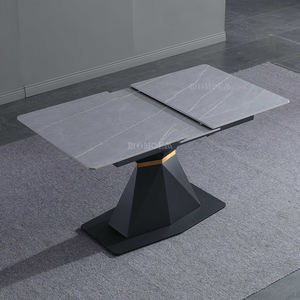 Mesa de comedor rectangular extensible, plegable, mármol negro, <span class=keywords><strong>120</strong></span>, 140 cm, con 6 sillas - Product Image 5